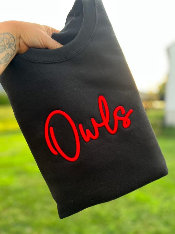 Puff Embroidered Owls Sweatshirt