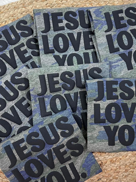 Camo Jesus Loves You Tee