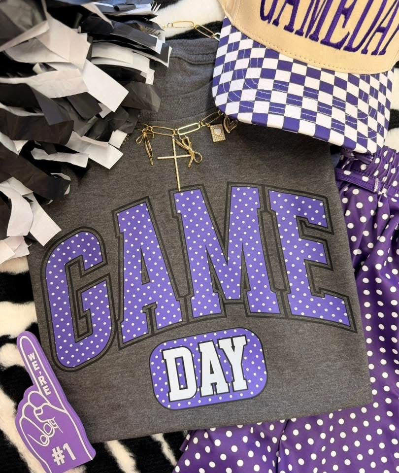 Game Day Purple Polka Dots Tee