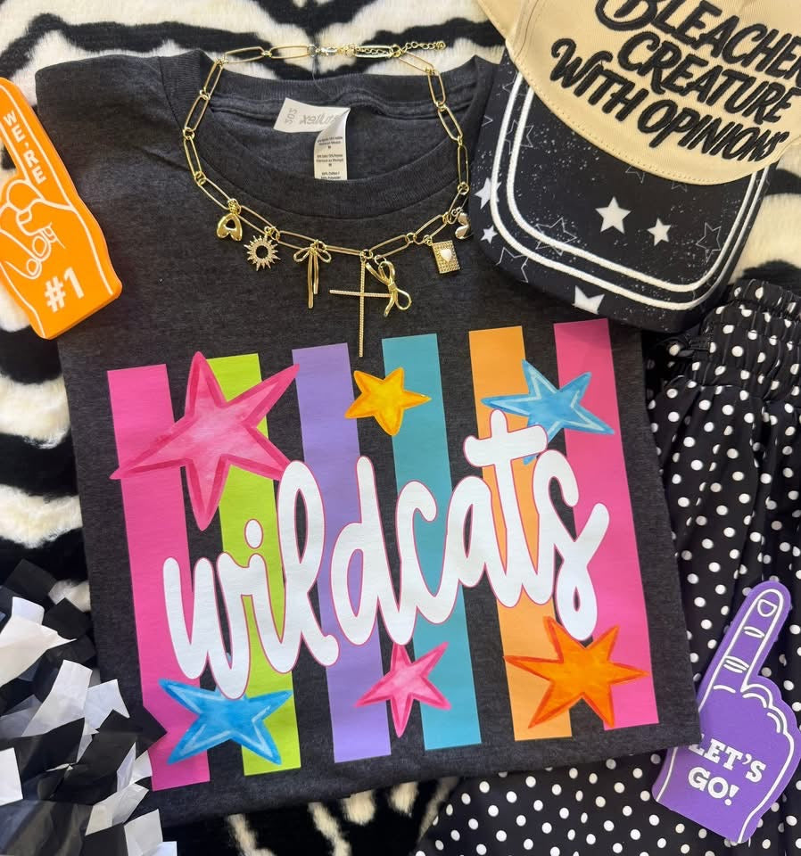 Neon Rainbow Stars Mascot Tee