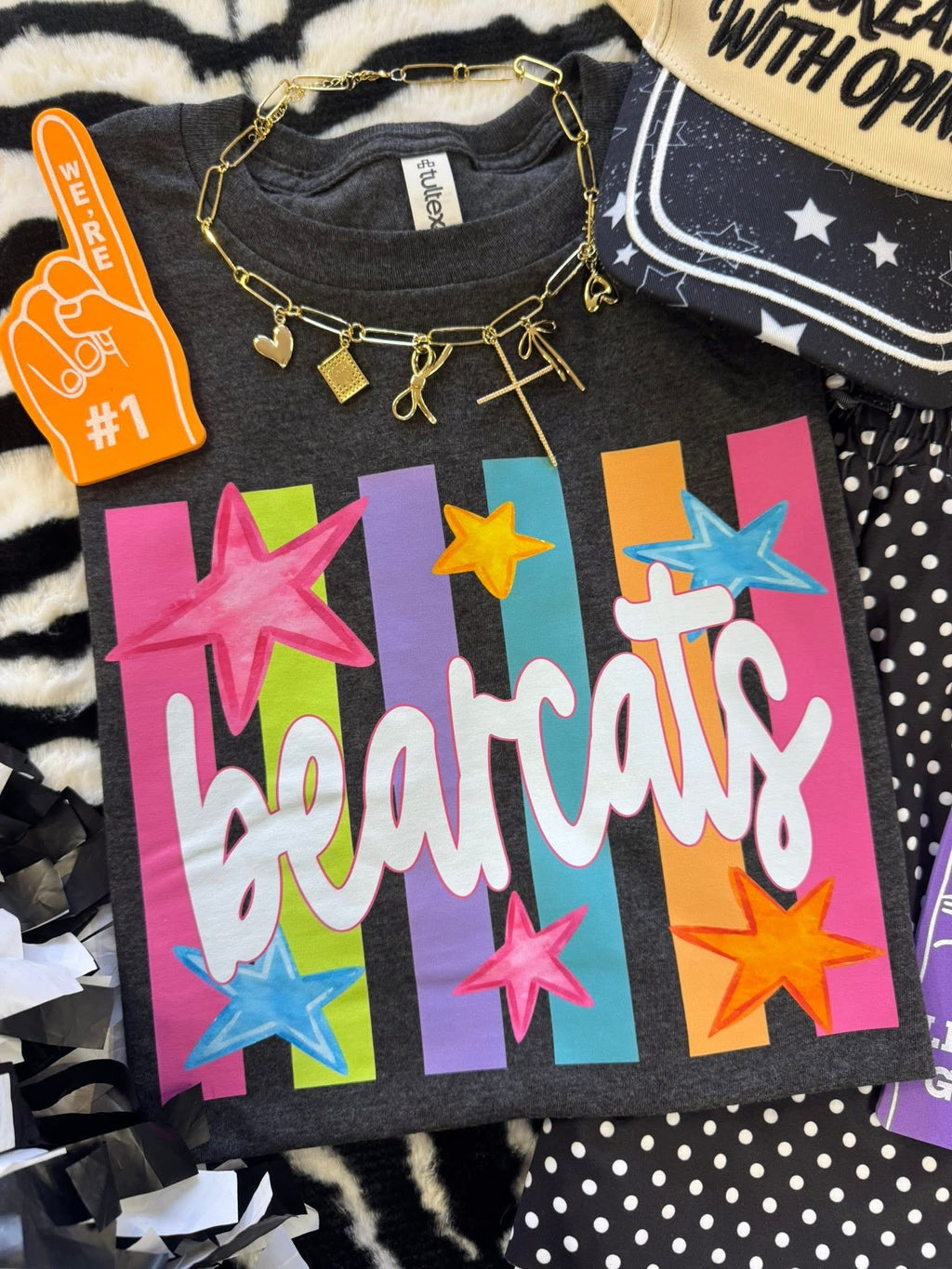 Neon Rainbow Stars Mascot Tee