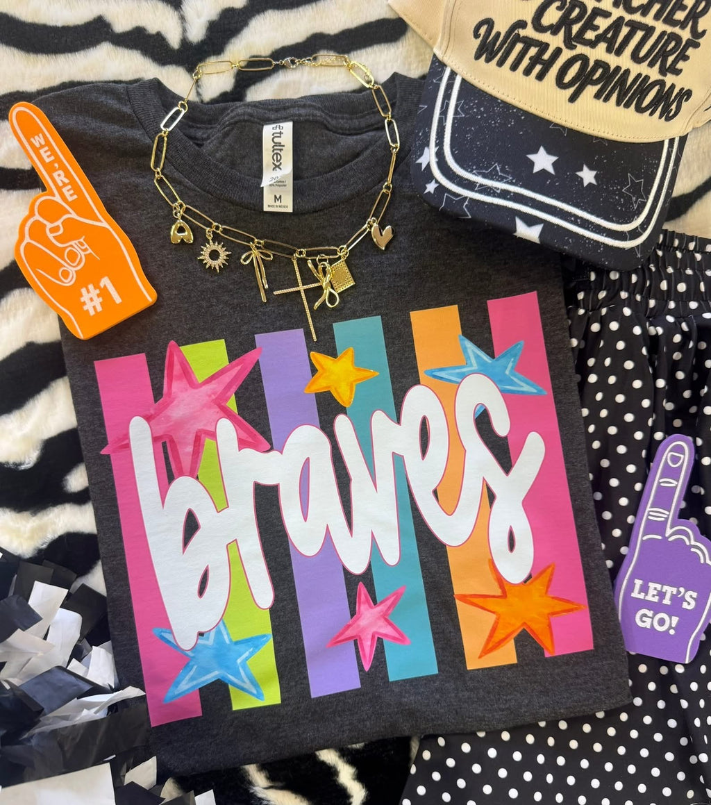 Neon Rainbow Stars Mascot Tee