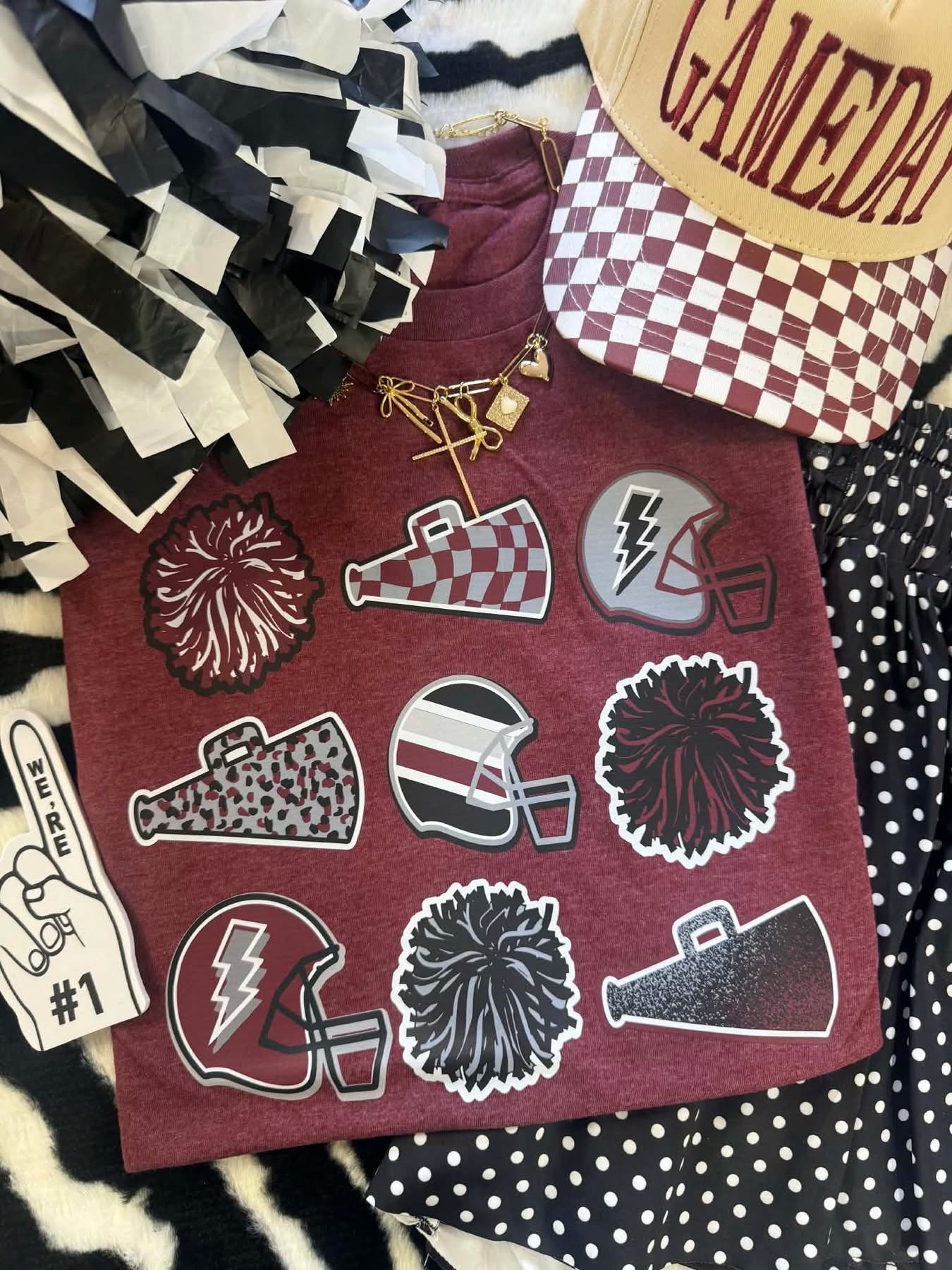 Maroon Football Icons Tee