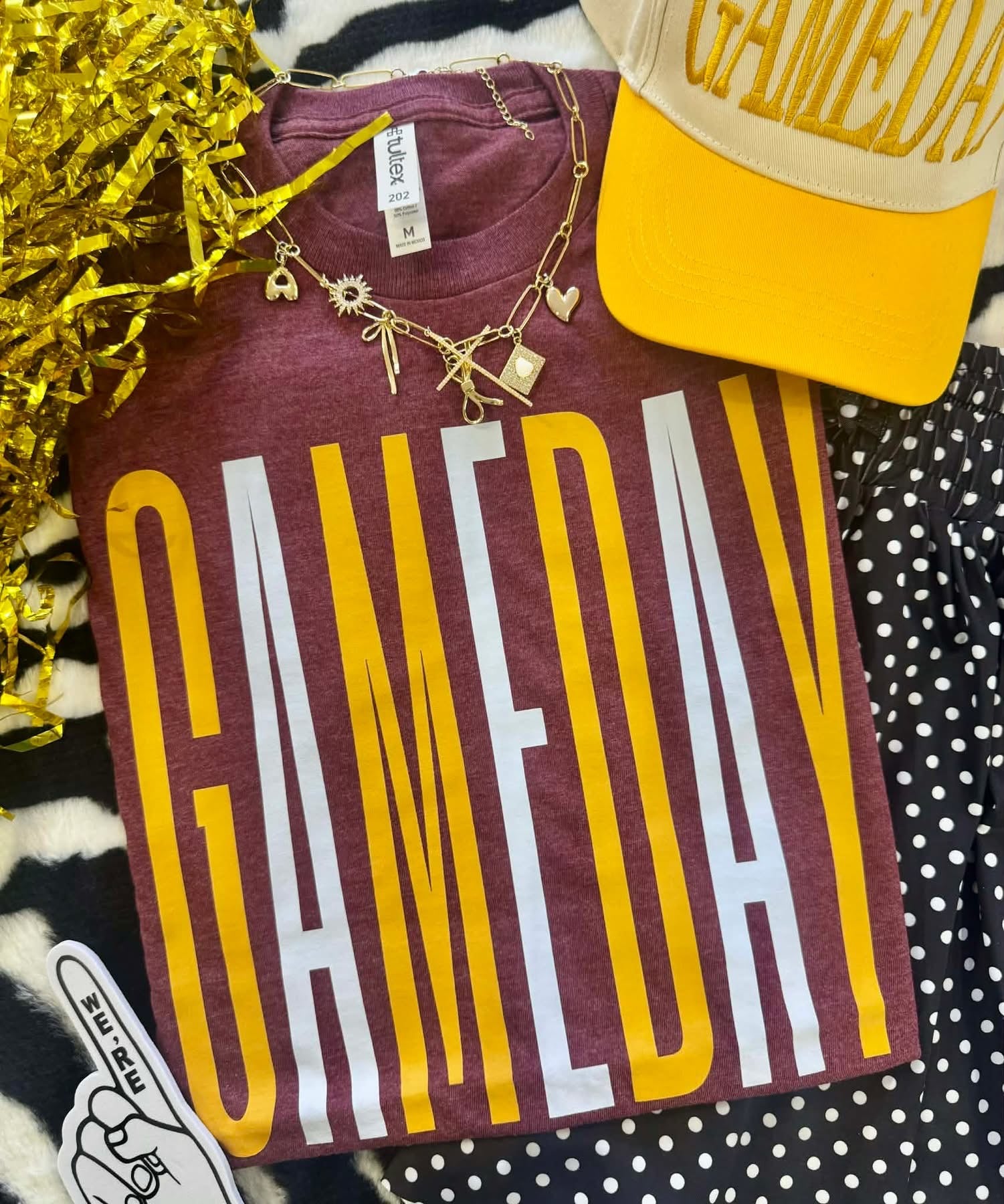Tall White & Gold Game Day Maroon Tee
