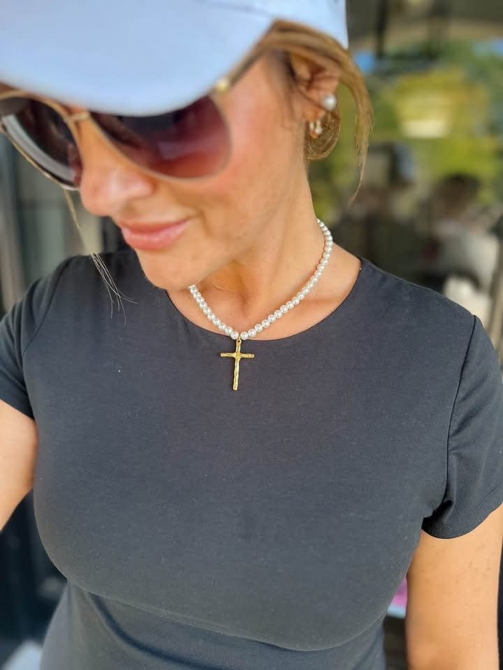 Pearl Cross Necklace