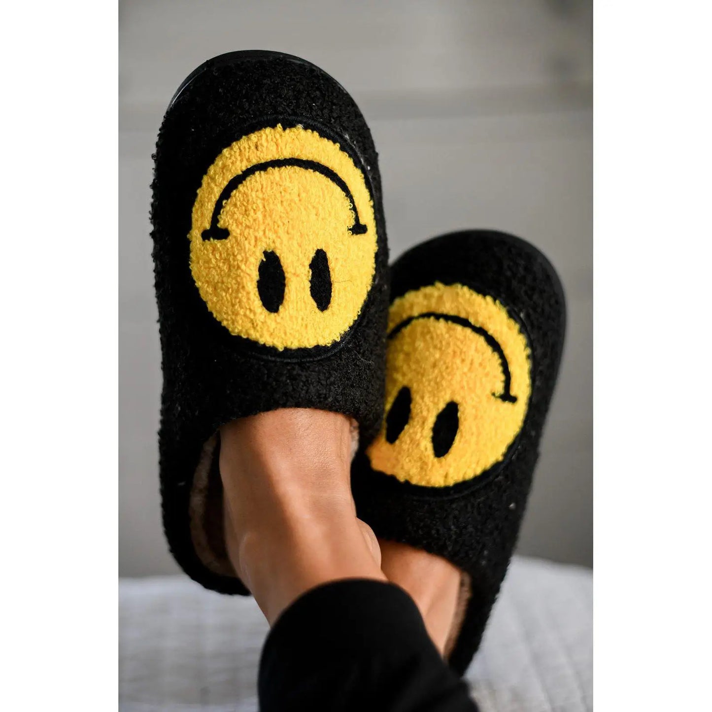 Plush Happy Face Fleece Slippers