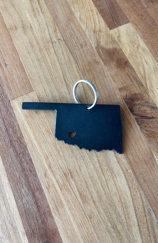 Oklahoma Keychain with Heart