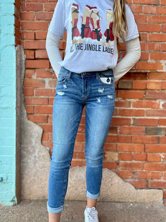 Distressed Mid Rise Jeans