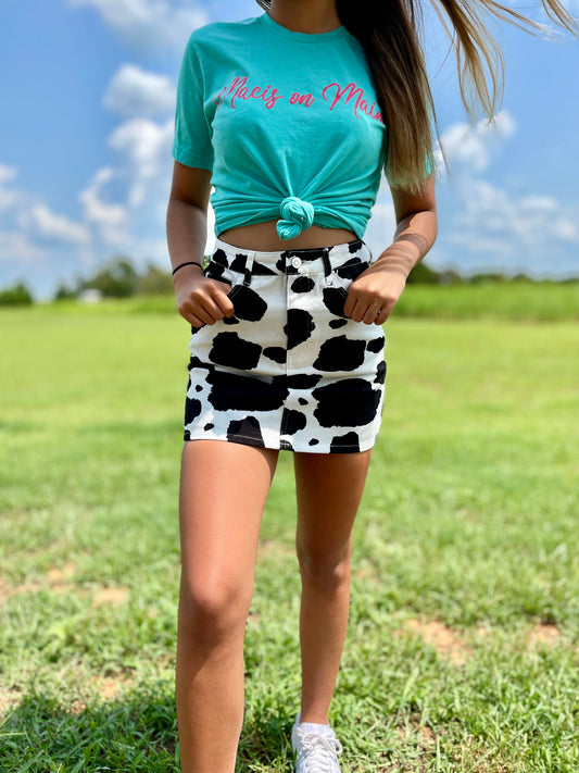 Cow Print Mini Skirt