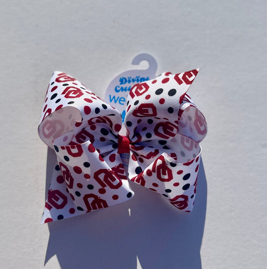 OU College Print Hair Bow