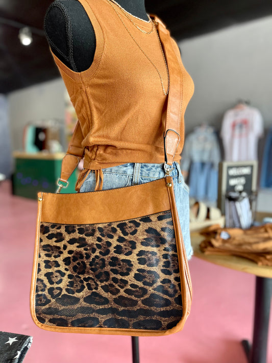 Vegan Leather Cheetah Crossbody Bag